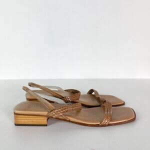 Sesto Meucci NWOB Women's Tan Leather Woven Strappy Sandals Size 8.5N